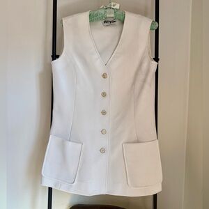 ACT lll White Sleeveless Button Front Vest